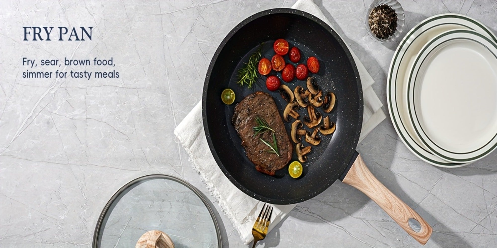 Pots and Pans Set 12-Piece Non-Stick Kitchen Cookware ¨C Complete Cooking Set with Frying Pan | Durable Even-Heating Non-Stick Coating | Available in Black & White | Home Kitchen Essentials
