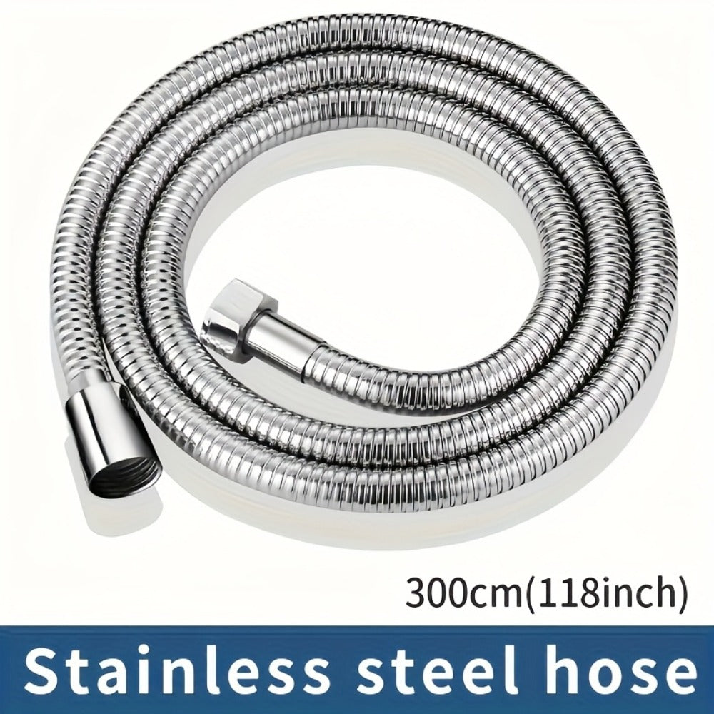 Flexible Stainless Steel Shower Hose Electroplated - Round Shape, Wall-Mounted Easy Install, for Rainfall Shower Heads & Sprayers, 59¡± / 78.7¡± / 118¡± Length Options, Chrome Finish