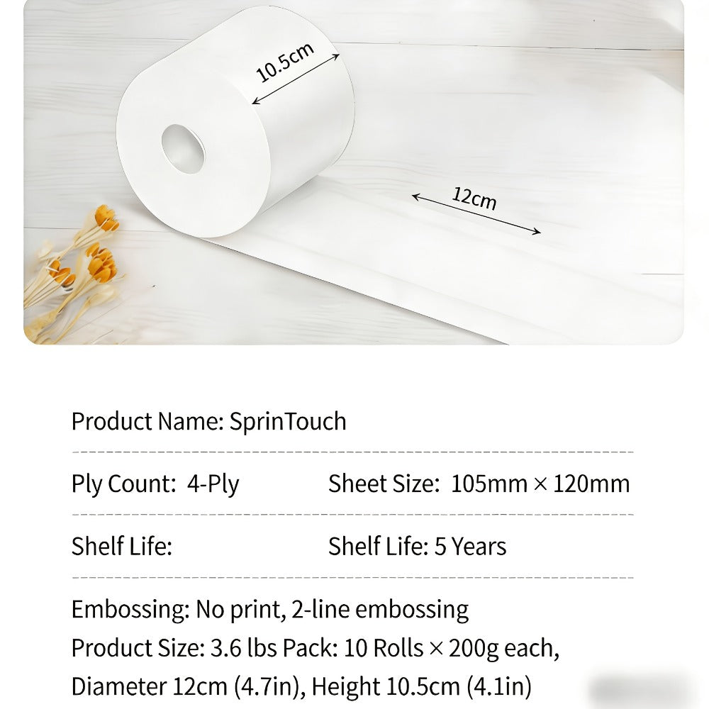 Toilet Paper Bulk 10 Roll 4-Ply Super Soft Thick Undyed Bath Tissue - Strong & Durable No Crumble Bathroom Tissue Rolls for Home, Hotel, Office, Dining & Restaurant Use, 1/2/3 Pack