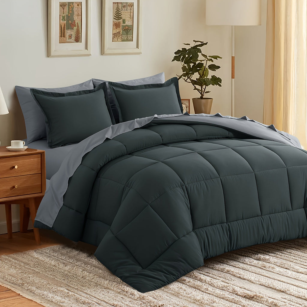7 Piece Comforter Set Luxury Soft Fluffy Bedding All Season Bed in a Bag with Comforter Fitted Sheet Flat Sheet Pillowcases Hypoallergenic Breathable Easy Care Queen King Twin XL Full