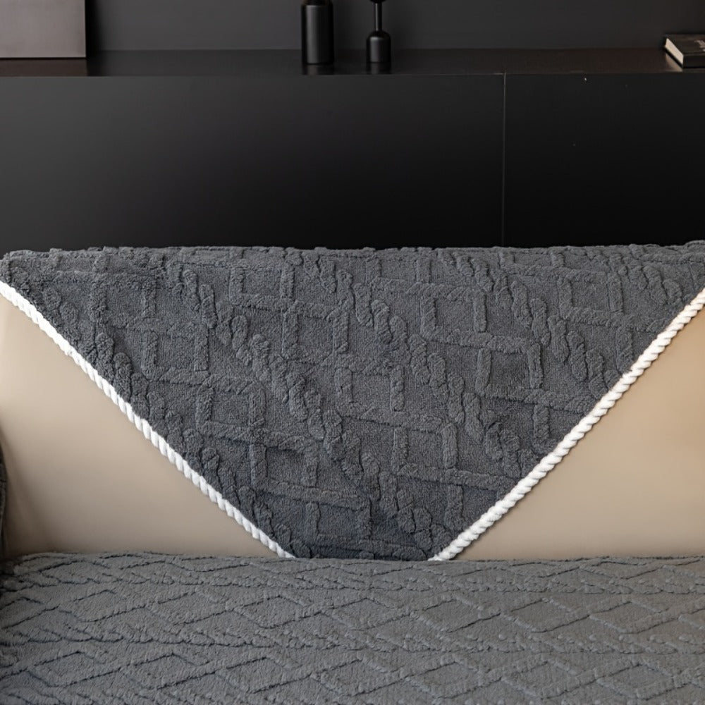 Plush Sofa Cover Couch Cover | Anti-Slip Pet Dog Friendly Velvet Sofa Mat, Single Two Three Four Seat, Backrest Armrest Pillow Cover, Living Room Bedroom Decor