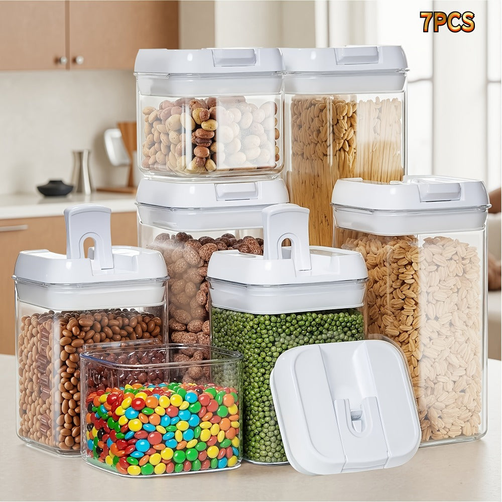 Plastic Food Storage Containers with Lids BPA Free - Leak Proof Airtight Kitchen Organizer Set for Cereal Grain Nuts Snacks Cookies Fruit Sugar - 3, 4, 6 & 7 Piece Sets