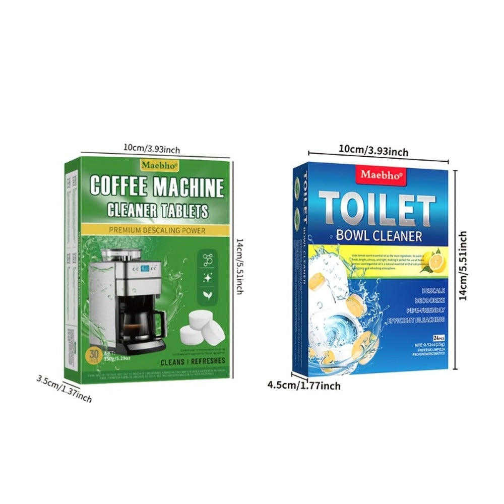 Cleaning Tablets ¨C Lemon Scented Toilet Cleaner Tablets for Stain & Urine Removal, Deodorizing Bowl Cleaner | Coffee Machine Cleaning Tablets for Deep Descaling & Stain Removal