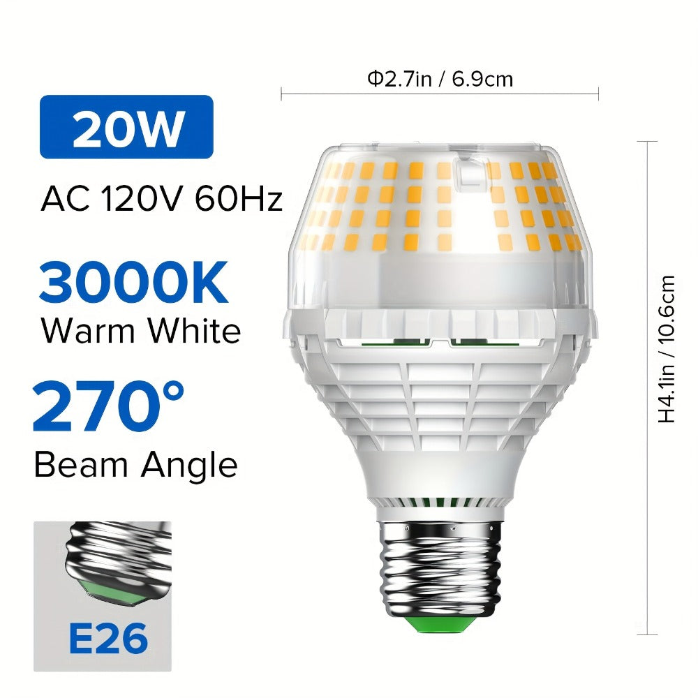 A19 LED Light Bulb 20W 3000 Lumens 250W Equivalent High Brightness Non-Dimmable ¨C E26 Base 270 Degree Beam Angle 25000H Lifespan, 5000K Daylight & 3000K Warm White for Home Office Indoor Lighting