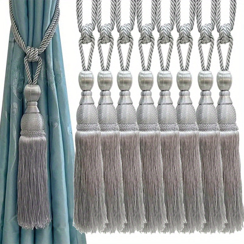 Curtain Tiebacks with Tassels Hand Woven Rope Curtain Tie Backs with Golden Accents 4/8pcs Home Decor
