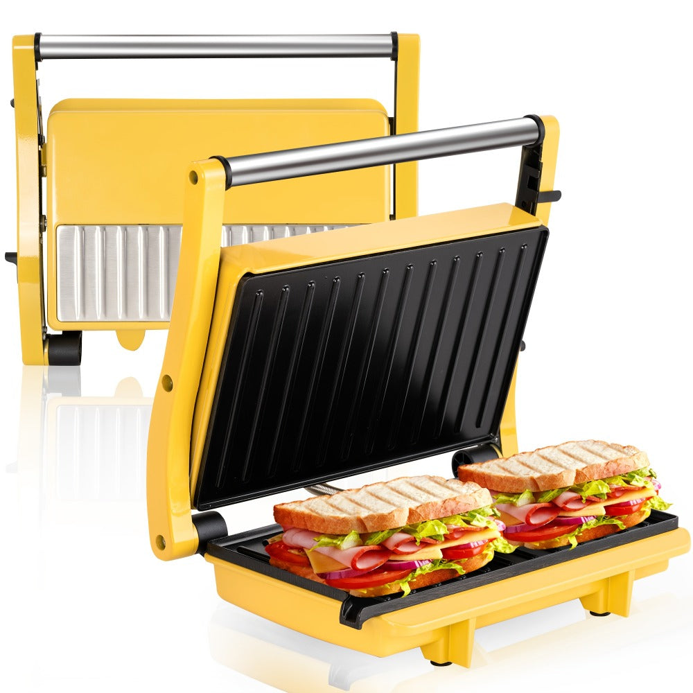 Panini Press Grill 3-in-1 Electric Indoor Grill with Non-Stick Plates - 180¡ã Flat Grill Sandwich Maker with Floating Hinge Grease Tray Temperature Control, Compact Countertop Grill for Home Dorm Office