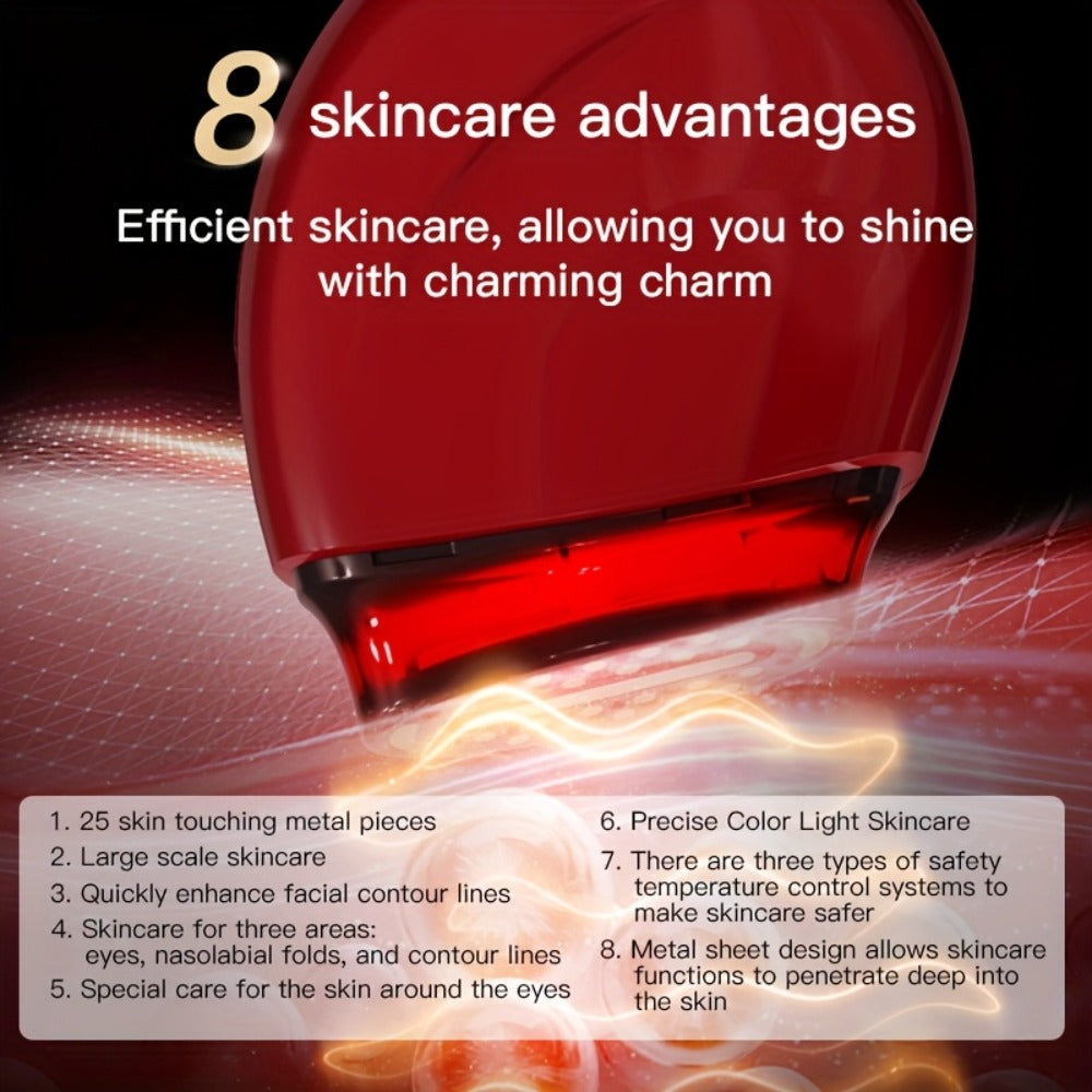 Handheld Beauty Device 3-in-1 Skincare Modes - USB Rechargeable Facial Care Tool with Color Light Therapy, Ergonomic Design, Multifunctional Face Massager for Home Skin Rejuvenation Anti-Aging
