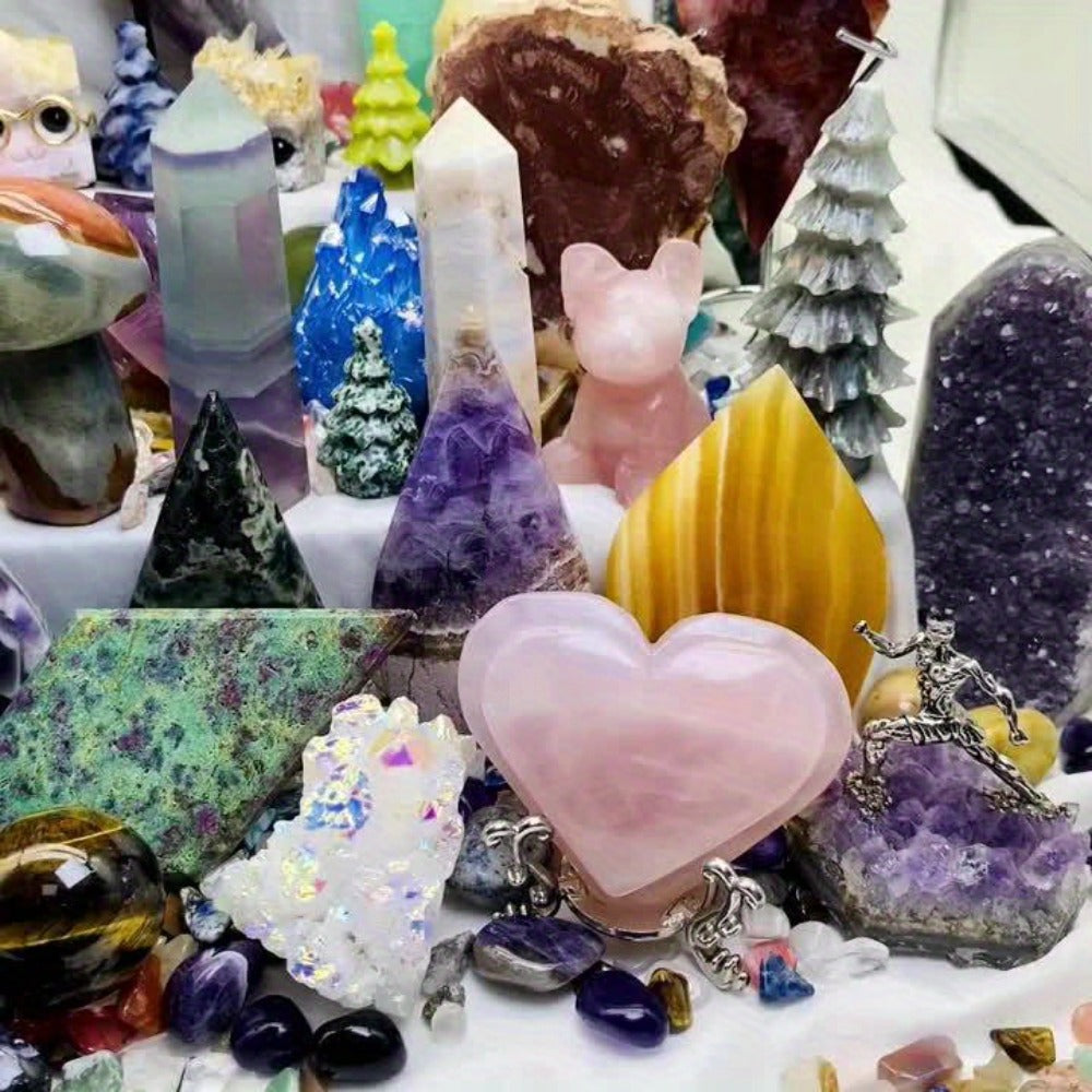 Crystal Gemstone Box Set 1LB ¨C Bohemian Natural Raw Healing Stones Assorted Shapes Colorful Lucky Crystals Gift Set for Women