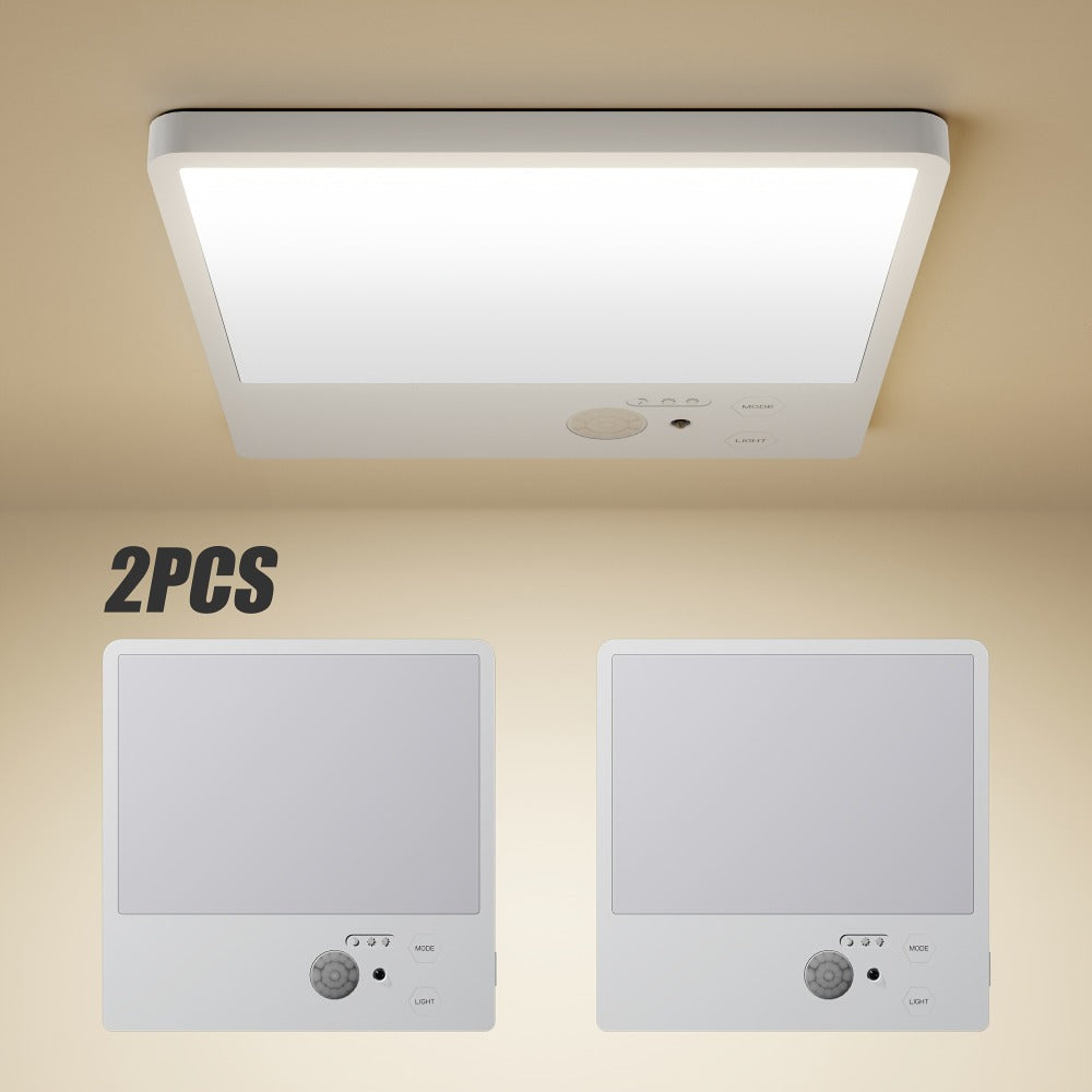 Wireless LED Ceiling Light Motion Sensor Rechargeable Battery Powered 3 Color Temperatures Remote Control No Wiring Closet Light for Bathroom Staircase Garage Hallway Kitchen Pantry White 1 or 2pcs
