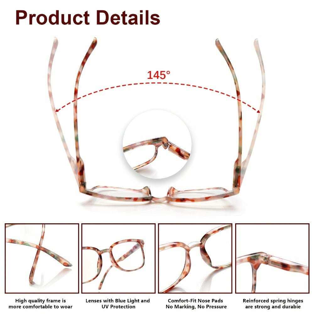 Blue Light Blocking Reading Glasses for Women 5-Pack ¨C Stylish Computer Readers with Spring Hinges, Anti-Blue Light Lenses, Multiple Strengths 1.0¨C4.0x, Multicolor