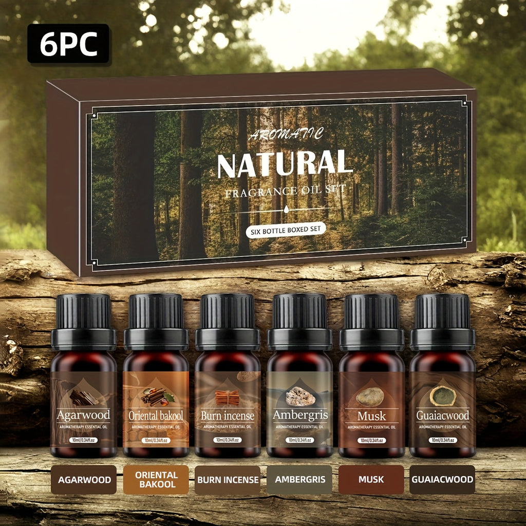 Agarwood Essential Oil Set 6pcs ¨C Luxury Woody Fragrance Blend for Diffuser, Candle, Aroma Stone & Car | Ramadan, Christmas & Holiday Gift