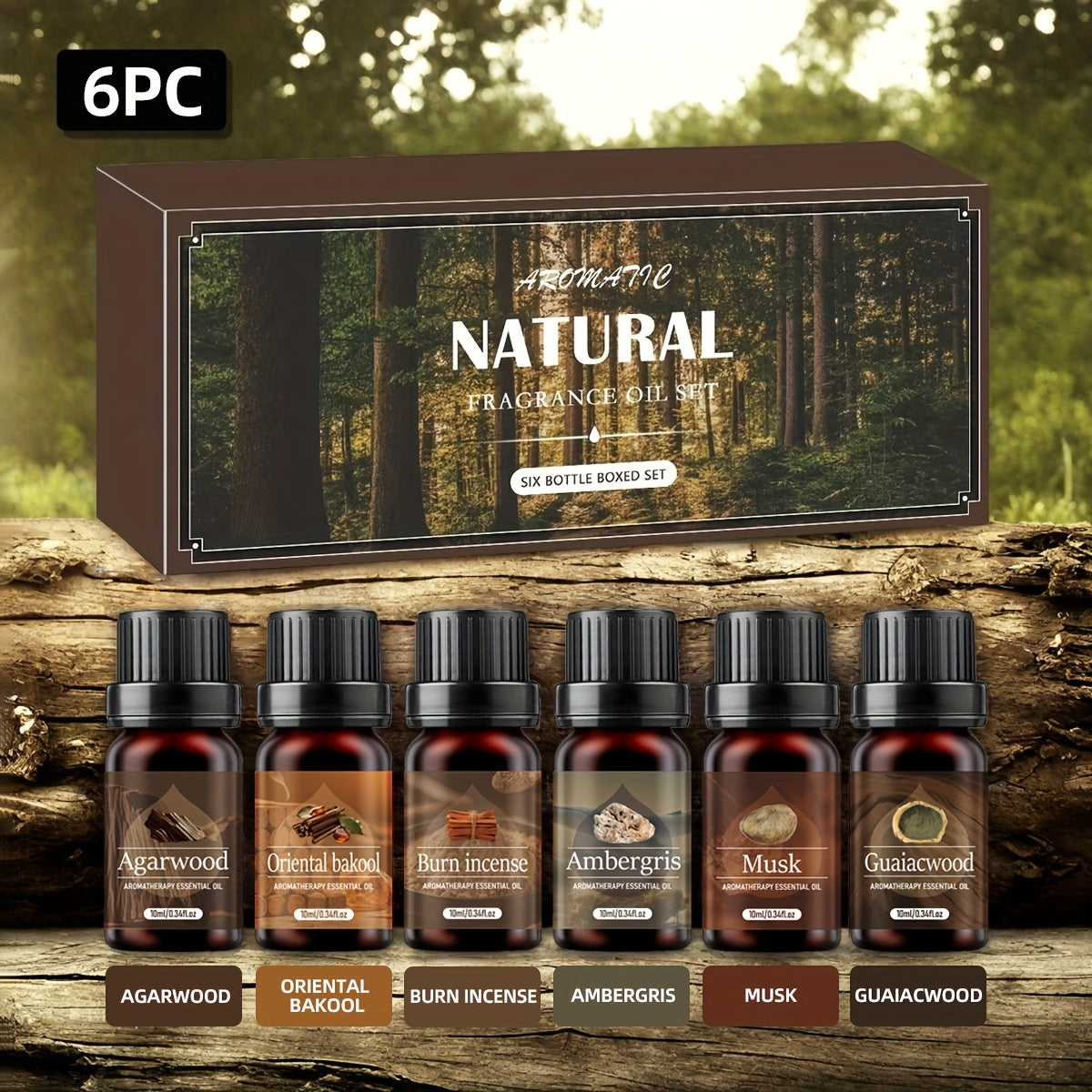 Agarwood Essential Oil Set 6pcs ¨C Luxury Woody Fragrance Blend for Diffuser, Candle, Aroma Stone & Car | Ramadan, Christmas & Holiday Gift