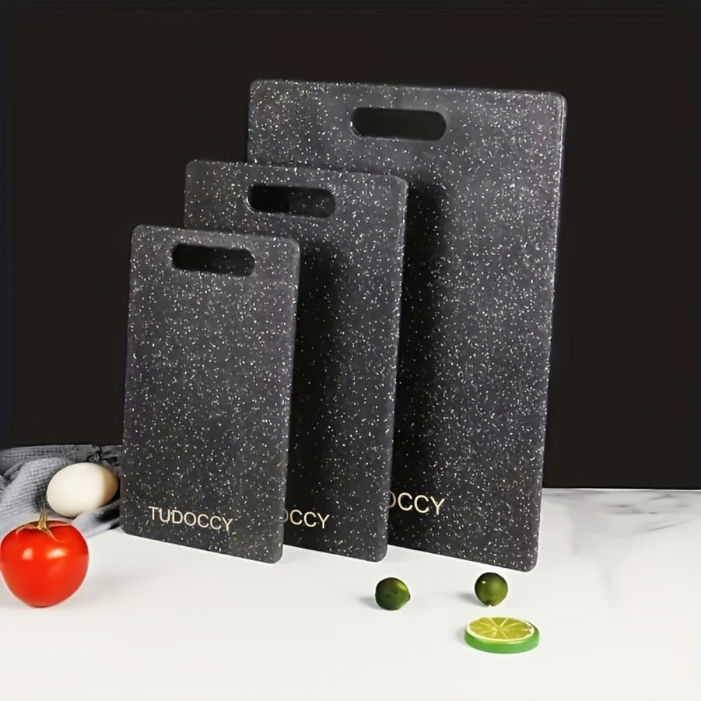 Plastic Cutting Board Set 3 Piece ¨C BPA-Free Kitchen Chopping Boards with Easy-Grip Handle, Non-Porous Surface, Two-Tone Color-Coded Large Medium Small Sizes for Meat Vegetables Fruits