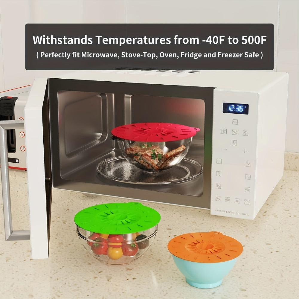 Silicone Food Lids 7 Pack 5 Sizes Reusable Stretch Lids for Bowls Cups Pots Pans ¨C BPA Free Microwave Splatter Cover Airtight Leakproof Food Storage Lids Dishwasher Freezer Safe