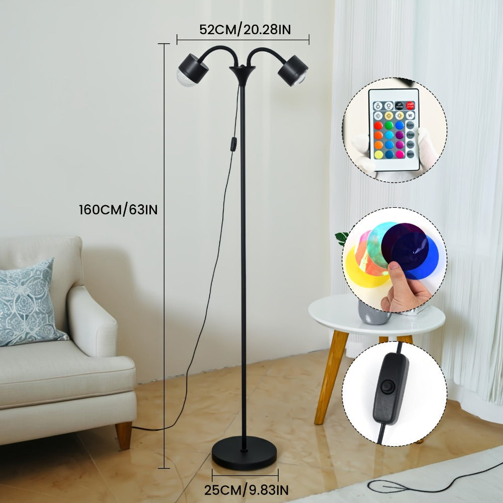 Ocean Wave Projector Lamp Double Head RGB Mood Light - 360¡ã Rotation 3D Ripple Effect DIY Colors USB Remote Control for Bedroom Living Room Party Decor (Black)