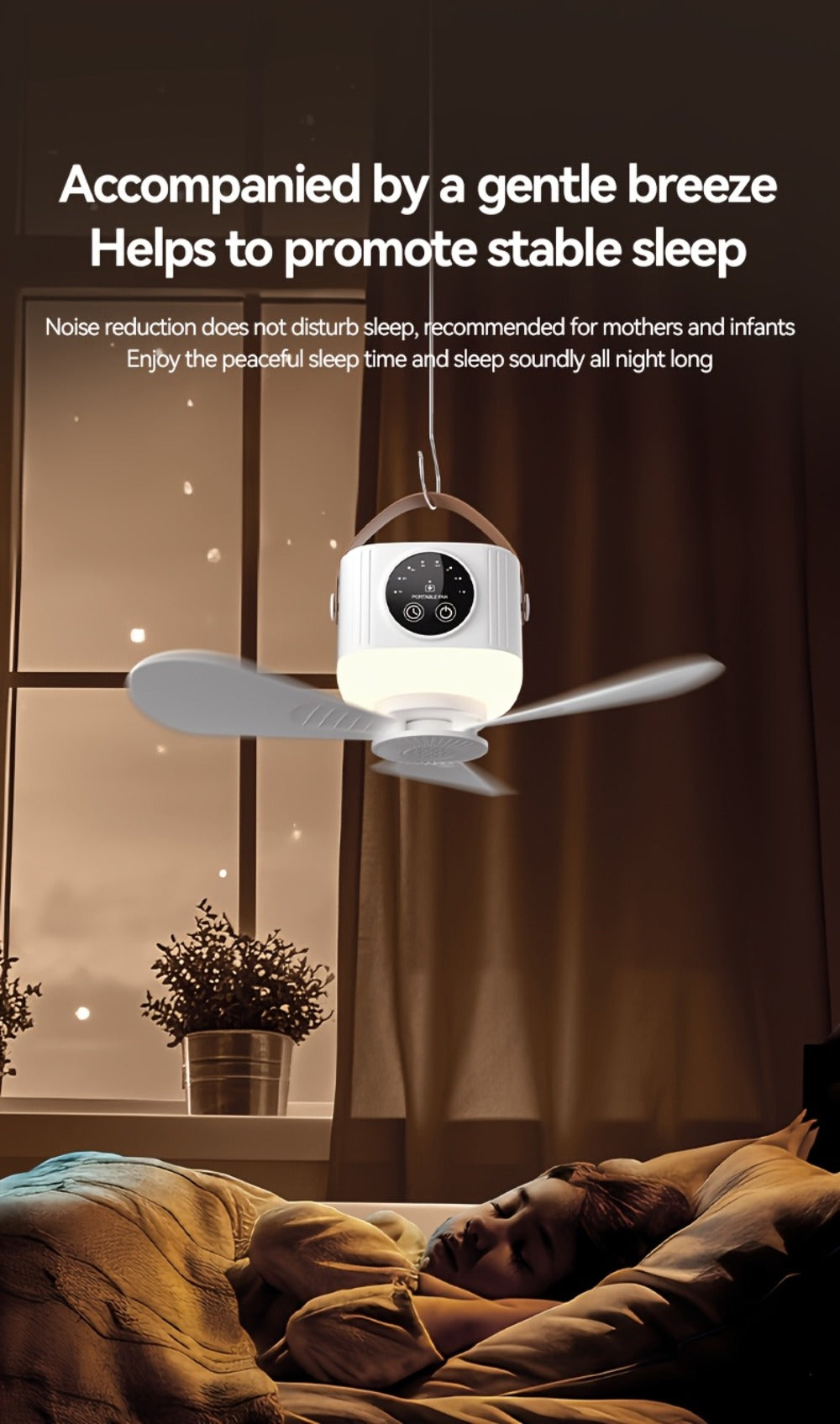 Portable Tent Fan with Remote Control USB Powered Hanging Hook Camping Fan with Triangular Stand Aromatherapy LED Light Emergency Survival Outdoor Fan