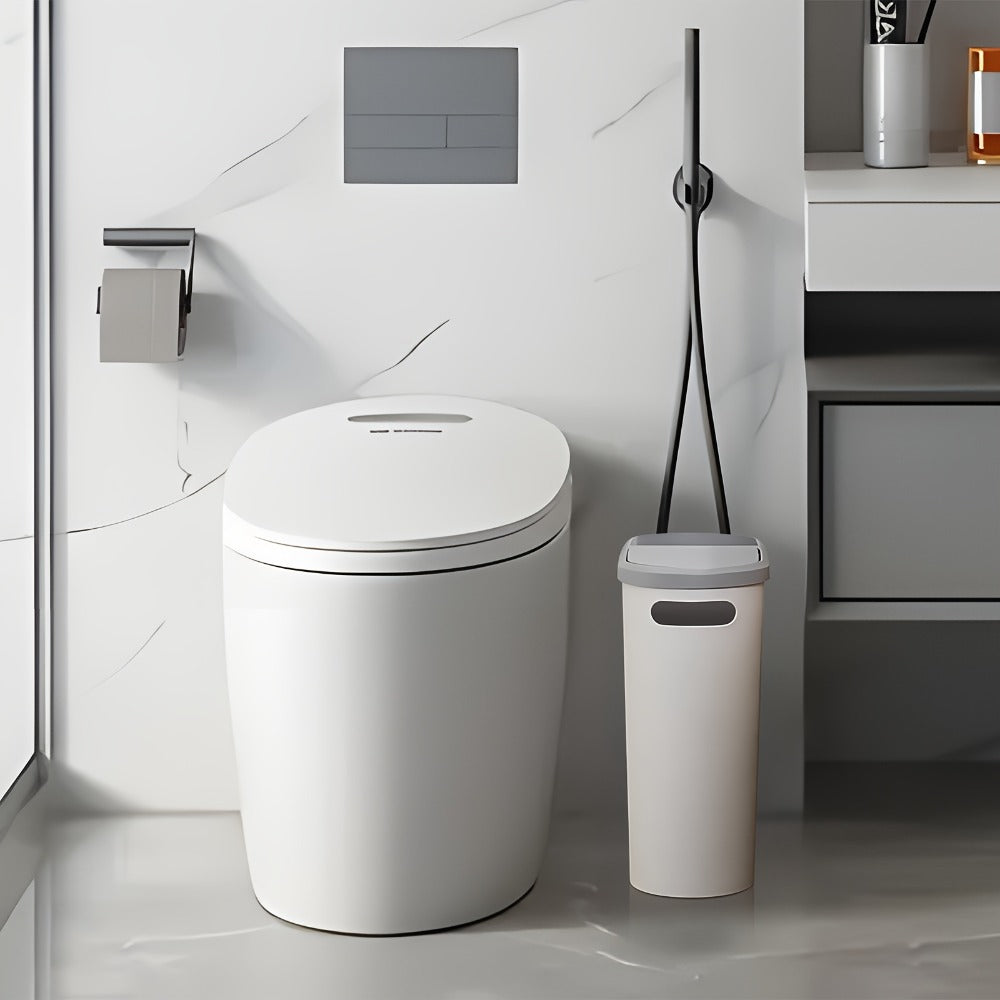 Small Bathroom Trash Can with Built-In Handles Rustproof Space Saving Plastic Waste Bin for Bathroom Laundry Office Includes Trash Bags