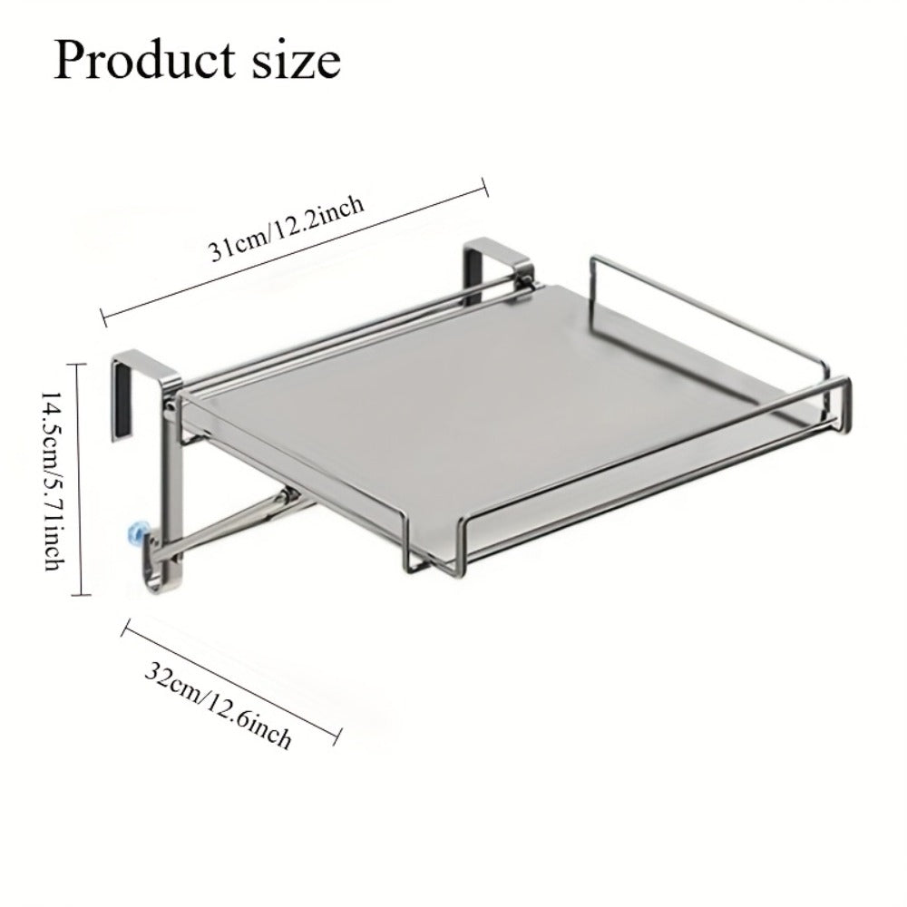 Foldable Stainless Steel Kitchen Storage Rack ¨C Cabinet Door Organizer & Countertop Shelf for Kitchen, Bathroom & Pantry | Space-Saving Multi-Use Hanging Rack