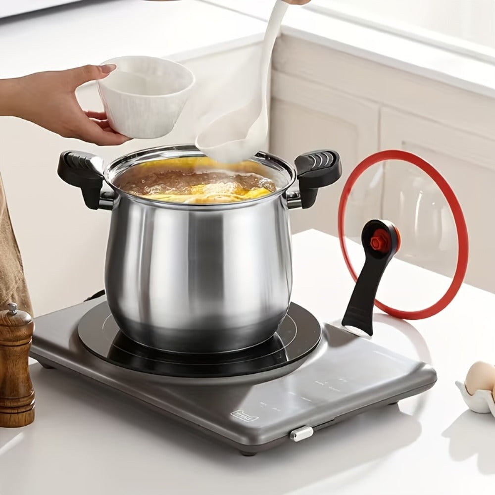 Stainless Steel Quick Cooking Pot with Lid Large Capacity ¨C Food-Grade Non-Stick Scratch-Resistant Saucepan | Induction & Gas Stove Compatible Stew Soup Pot Even Heating Kitchen Cookware