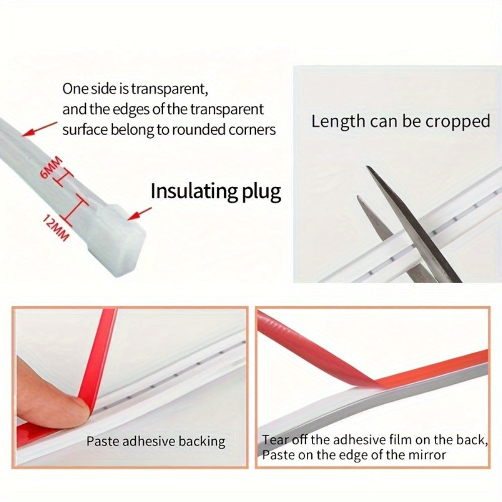 LED Neon Light Strip Touch Dimmer USB Flexible Ambient Glow Strip Lights for Vanity Mirror Bathroom Mirror Live Streaming Fill Light Bedroom Decor White Warm White 118in 196in 2pcs
