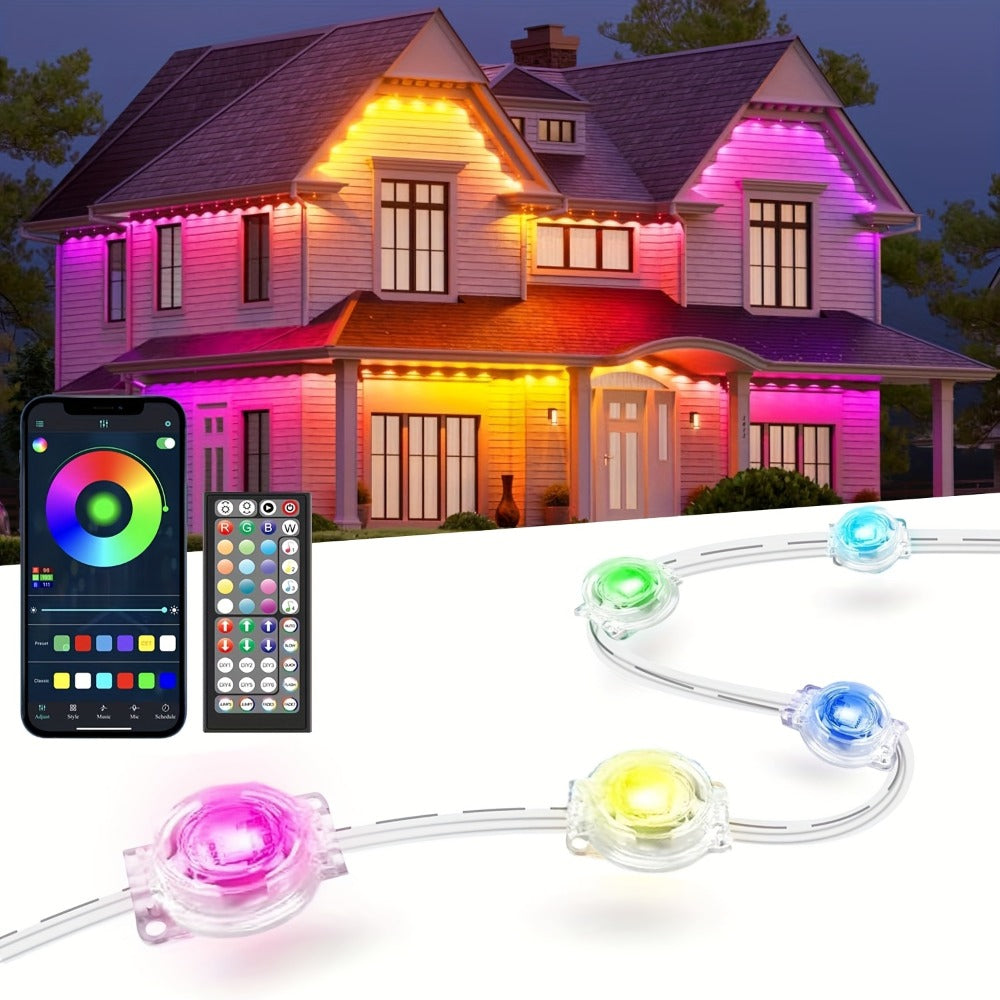 Permanent Outdoor Lights RGB Eave Light IP67 Waterproof | DIY Scene Mode Music Sync Color Changing | Outdoor Decoration Garden Party Holiday Lighting 50FT 100FT 200FT 300FT 400FT