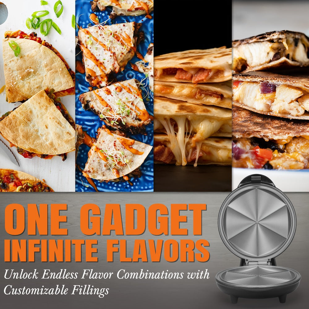Electric Quesadilla Maker 9.5 Inch ¨C Grilled Cheese Machine, Extra Stuffing Capacity, Easy 6-Wedge Slice, Non-Slip Feet | Also Available as 12 Inch Pizza Maker