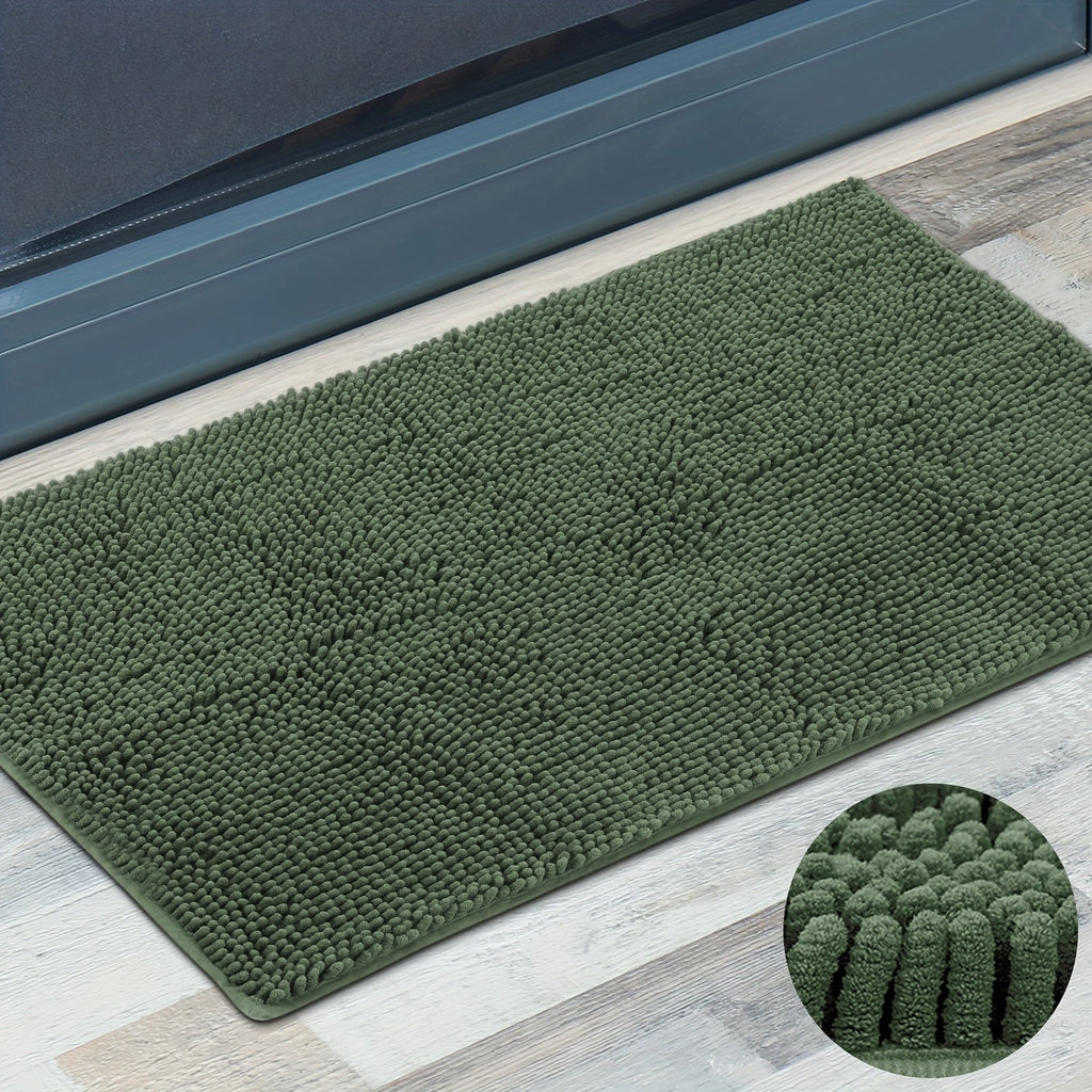 Chenille Doormat Absorbent Non-Slip Washable Indoor Outdoor Mat - Soft Shaggy Entryway Rug for Muddy Paws, Pets & Dogs | Machine Washable Front Door Mat in 18 Colors & 5 Sizes | Anti-Slip Rubber Backing