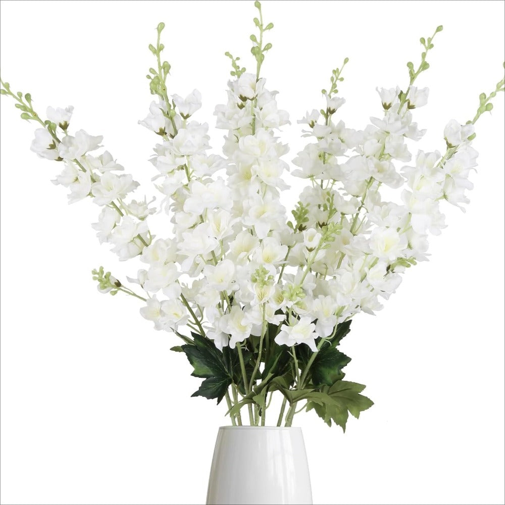 Artificial Delphinium Flowers 8pcs 33.5 Inch Faux Larkspur Stems for Wedding Centerpieces, Tall Silk Flower Bouquet for Home Vase Table Garden Decor