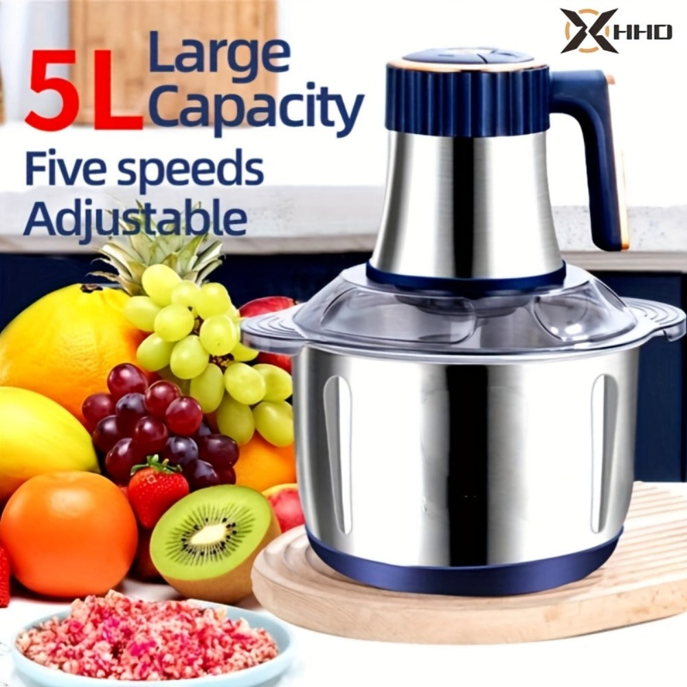 Electric Meat Grinder 5L 5-Speed ¨C Large Capacity Stainless Steel Food Processor, Blender & Filling Machine for Meat, Garlic, Chili & More