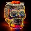 3D Glass Skull Electric Wax Melter Warmer - USB Powered PTC Aromatic Wax Burner for Home Decor, Halloween Christmas Holiday Gift