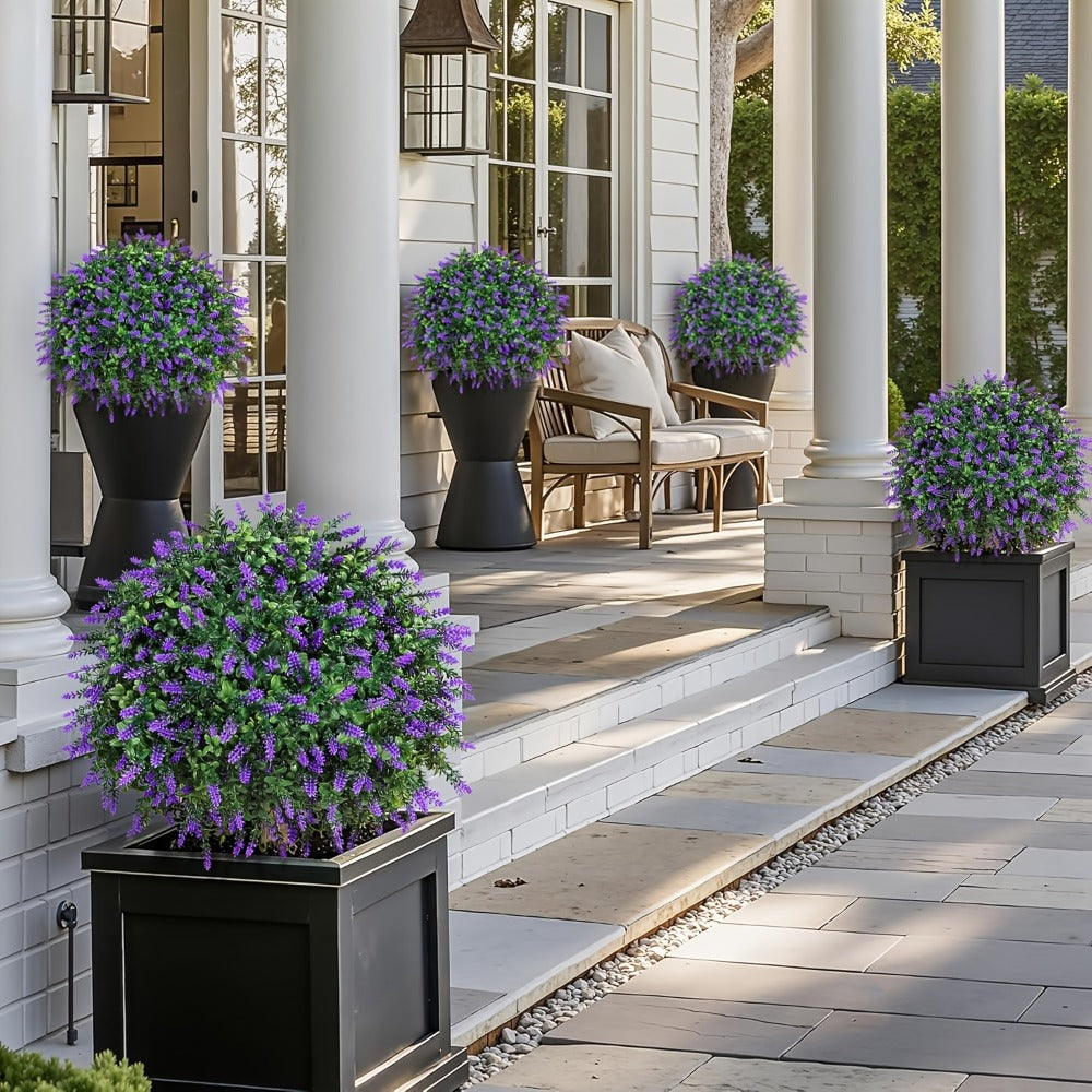 Artificial Topiary Ball Trees for Outdoor & Indoor Decor ¨C UV Resistant Faux Lavender, Azalea & Pansy Shrubs with Ground Spike ¨C Evergreen Fake Plants for Front Porch, Garden & Backyard (Single & 2 Pack)