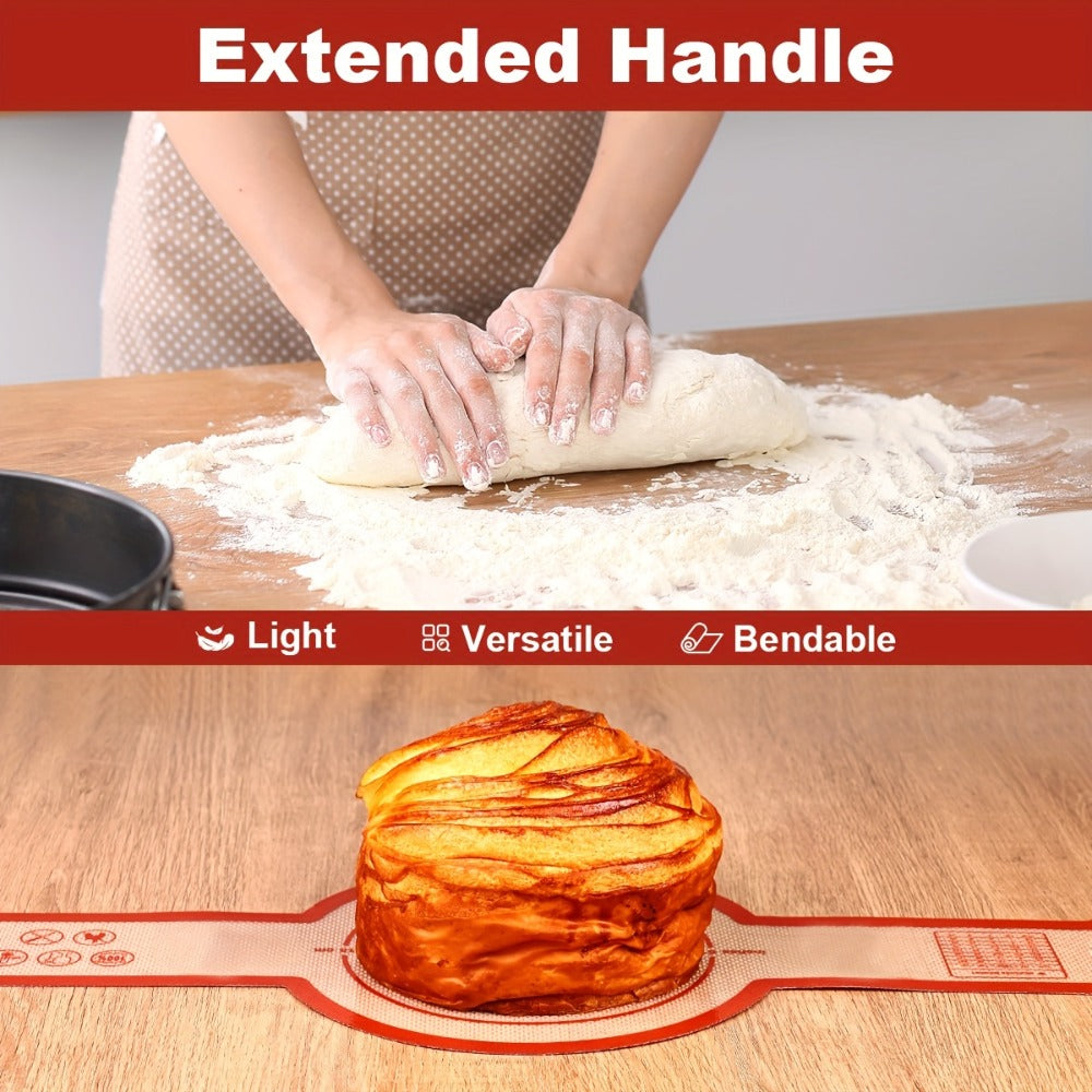 Silicone Bread Sling for Dutch Oven, 4pcs Reusable Baking Mat with Long Handles for Sourdough Bread, Nonstick Dough Transfer Liner, Loaf Pan Lifter for Proofing and Baking