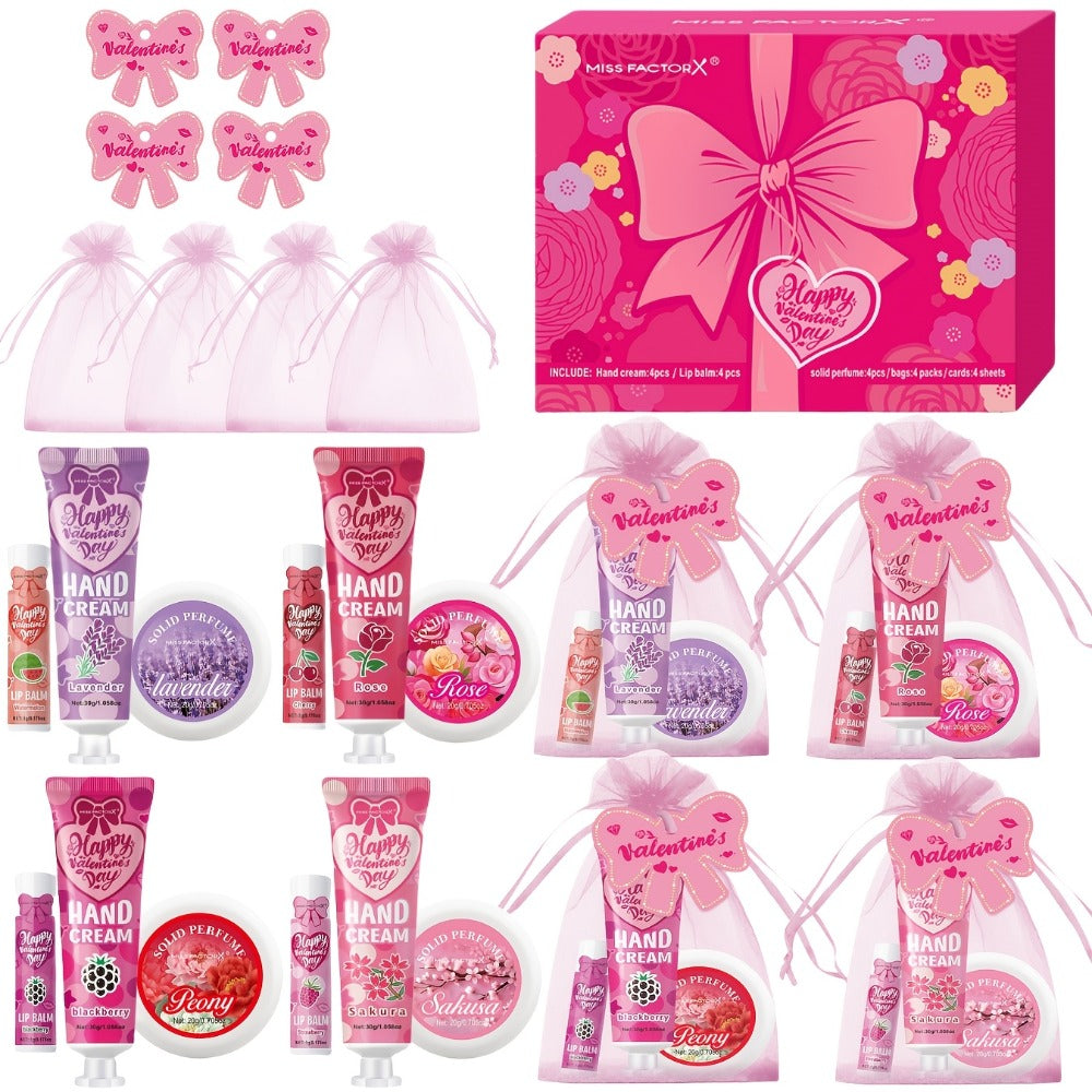 20pcs Beauty Gift Set Lip Balm Hand Cream Solid Perfume Pink Gift Bag Glossy Finish All Skin Types Holiday Party Mother's Day Wedding Bridesmaid Favors