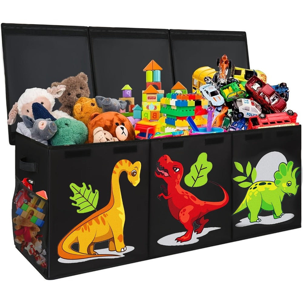 Kids Collapsible Storage Box with Lid Large Toy Chest Bin Organizer Durable Cardboard Flip Top Unicorn Dinosaur for Playroom Bedroom Nursery Boys Girls