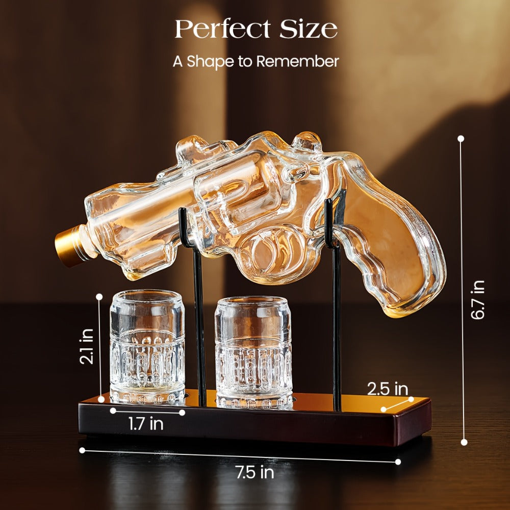 Pistol Whiskey Decanter Set with 2 Shot Glasses ¨C Cool Liquor Dispenser Gift for Him, Husband, Dad | Unique Birthday & Anniversary Bar Gift