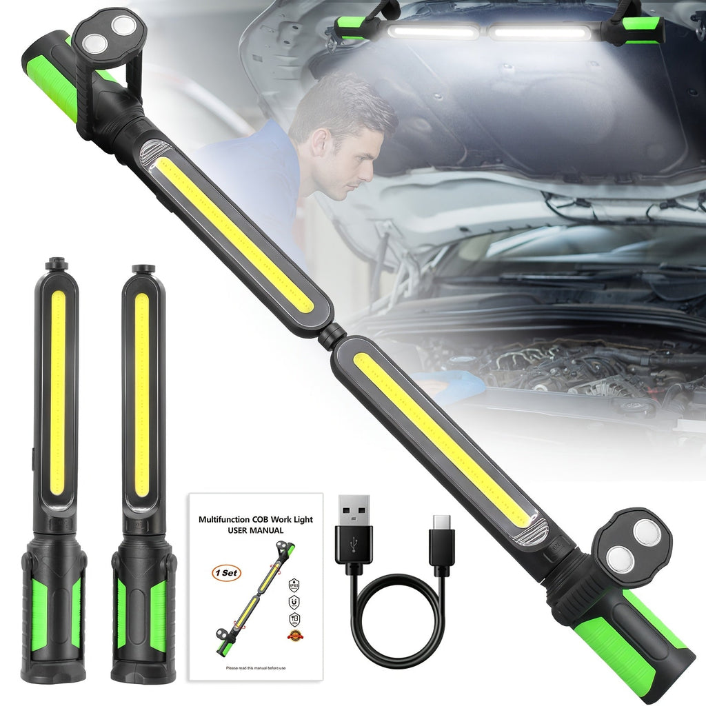 LED Work Light Rechargeable Cordless with Magnetic Base & Hook ¨C Portable Mechanic Floodlight, Adjustable Brightness, Motion Sensor Control, Waterproof for Car Repair, Workshop, Garage, Outdoor & Emergency Use