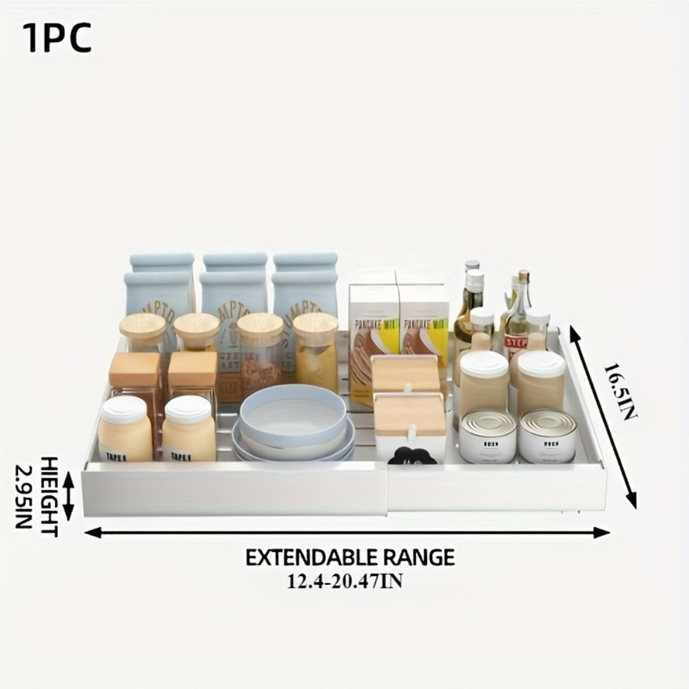 Expandable Pull-Out Cabinet Organizer Under Sink Storage Drawer Rack 2-Pack Adjustable Kitchen Shelf Organizer for Pots Pans Spices