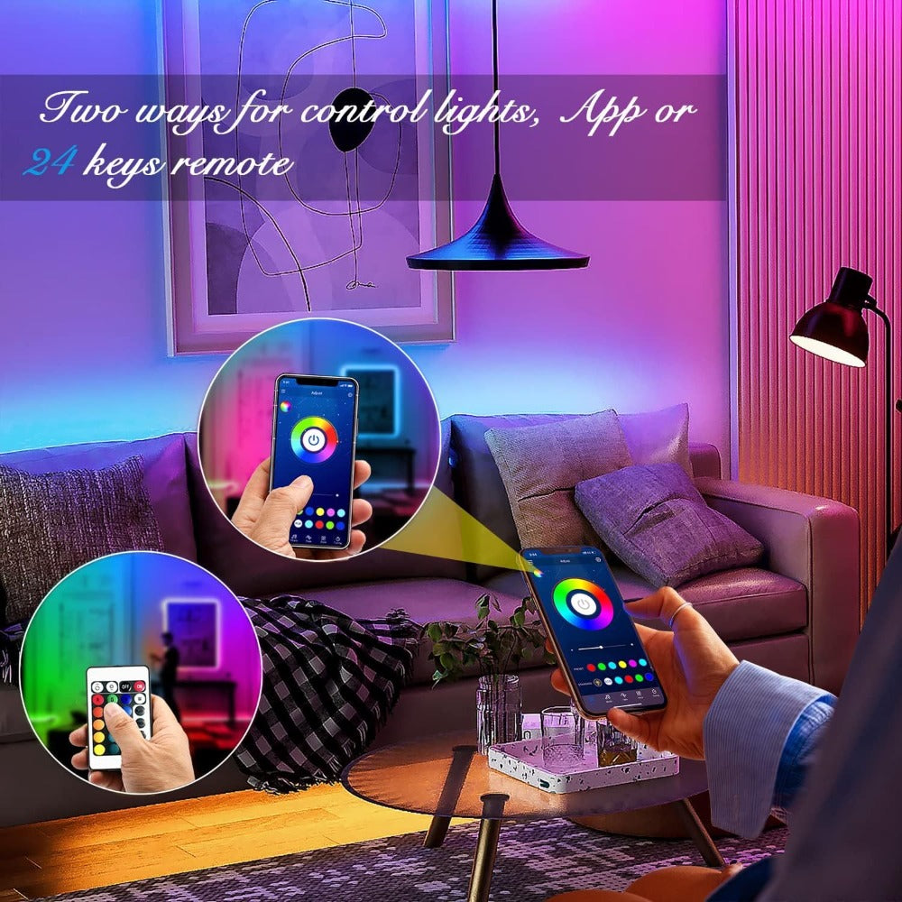 Smart LED Strip Lights 5050 RGB IC App & Remote Control, Music Sync Color Changing, for Bedroom Living Room Kitchen TV Home Decoration, Party Holiday Lighting ¨C 25ft 50ft 100ft 130ft 200ft Available