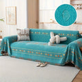 Bohemian Embroidery Chenille Sofa Cover 300GSM - Machine Washable Knit Weave Slipcover for 2 3 4 Seater Sectional Sofa No Padding, 5 Colors