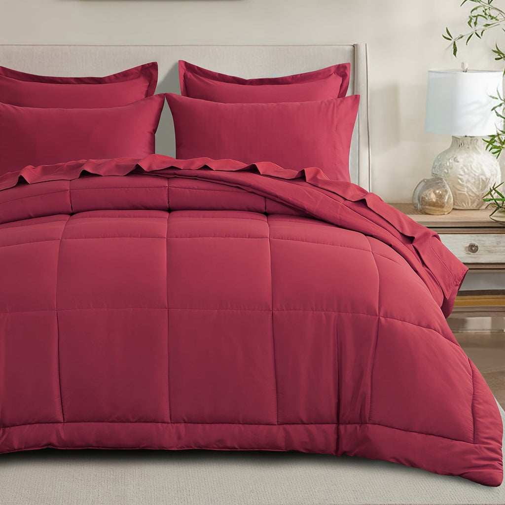 7 Piece Comforter Set Luxury Soft Fluffy Bedding All Season Bed in a Bag with Comforter Fitted Sheet Flat Sheet Pillowcases Hypoallergenic Breathable Easy Care Queen King Twin XL Full
