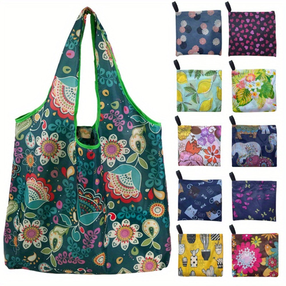 Reusable Shopping Bags Extra Large Set of 8 | 50 lb Foldable Zipper Tote Bags | Non-Woven Leak-Proof Machine Washable | Grocery Beach Picnic Bags Floral Animal Solid Patterns