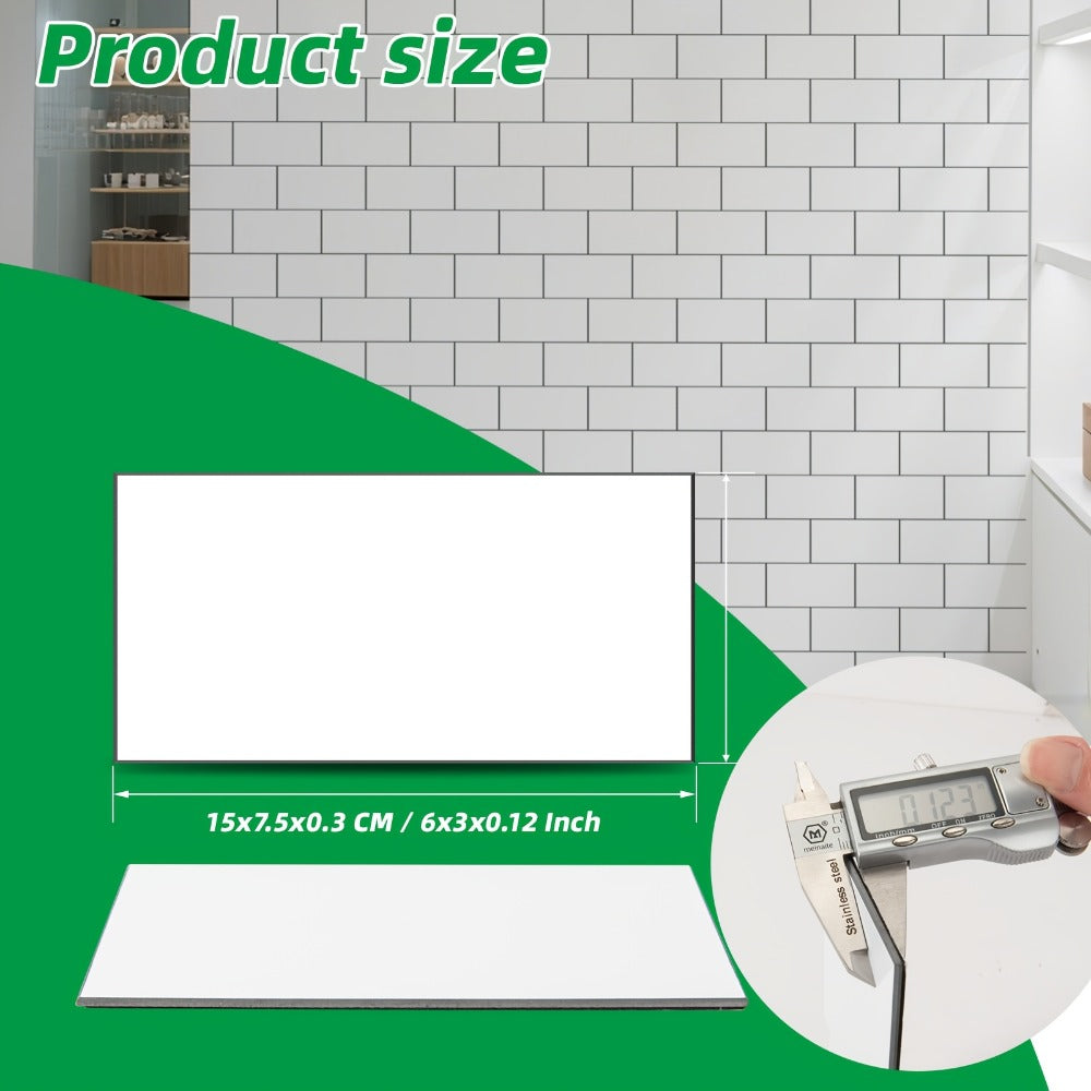 Peel and Stick Subway Tiles 102 Pieces 3x6 Inch Glossy White PVC Self Adhesive Kitchen Backsplash Bathroom Fireplace Wall Panels Waterproof Heatproof Scratch Resistant DIY Remodeling