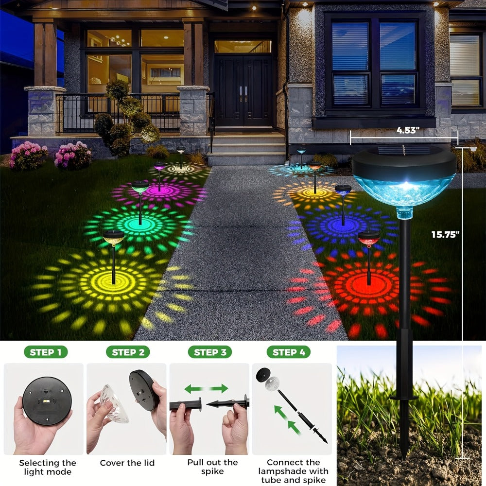 Solar Outdoor Lights 6 Pack - IP44 Waterproof LED Garden Lights with Smart Light Sensor, 2-in-1 Color & Warm White, Solar Powered Landscape Lights for Patio Yard Lawn Path Sidewalk Christmas Decor