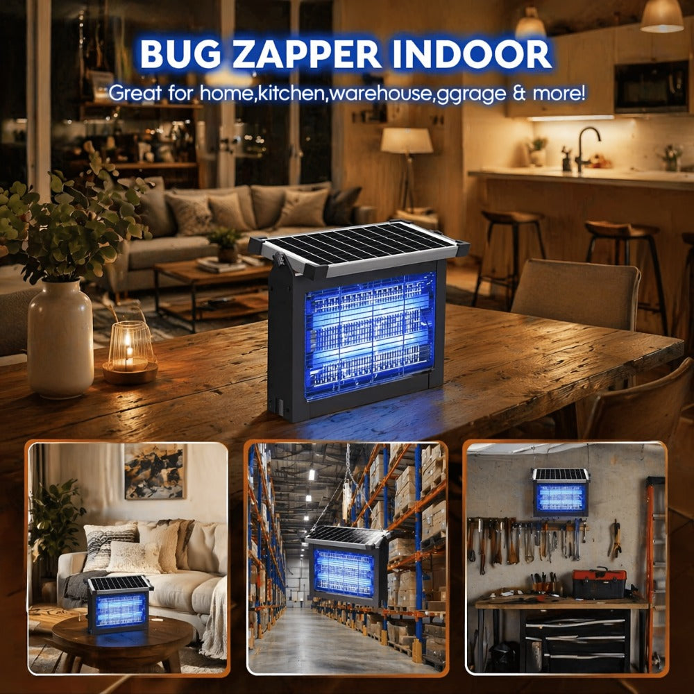 Solar Bug Zapper Outdoor 4200V ¨C Solar Powered Mosquito Killer with Auto/Manual Dual Mode, 2100 Sq.Ft Coverage, 12H Runtime, 3-Way Charging, 10FT Cord, Safe for Family & Pets, for Patio, Garden & Camping
