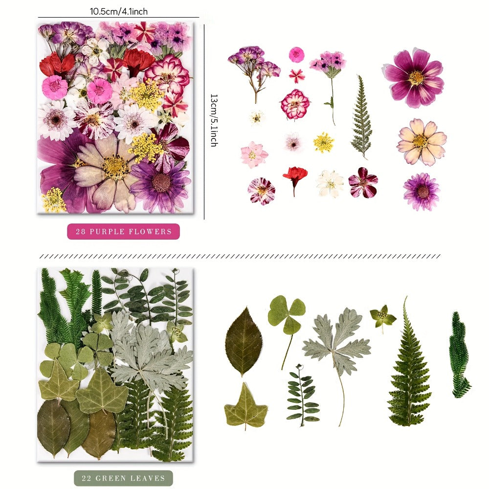 Dried Flowers Set 110 Pieces Vibrant Dried Flowers and Leaves for DIY Crafts Resin Jewelry Making Phone Case Candle Making Scrapbooking Epoxy Art Floral Decoration Nature Pressed Flower Kit for Adults