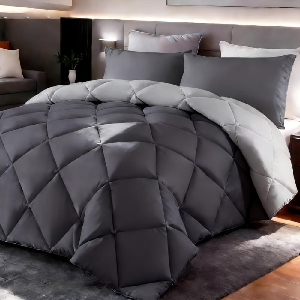 Comforter Set 2-3 Piece Rhombus Grid Luxury - Soft Lightweight Breathable Oversized Bedding Set with Pillowcases, All Season Twin Queen King, 24 Colors Available