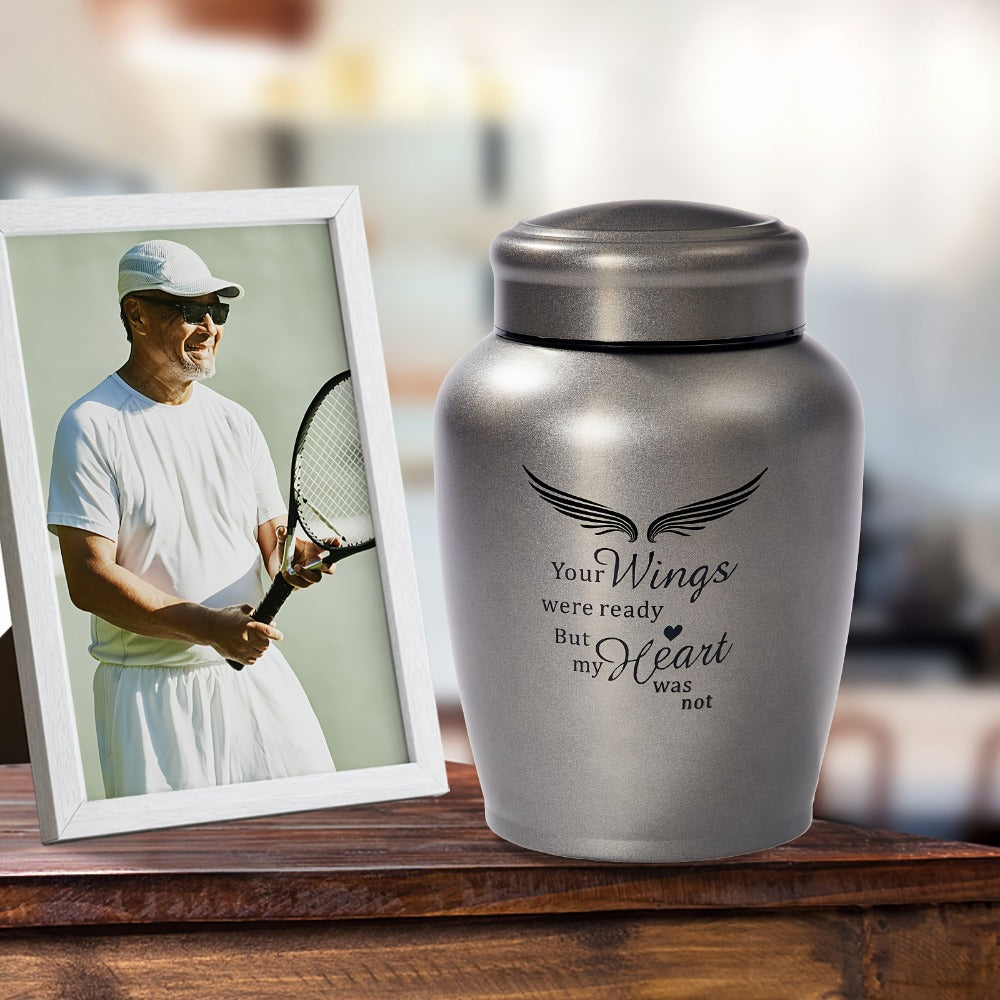 Cremation Urn for Human Ashes Large 8.5 Inch Stainless Steel Burial Urn for Adult Male Female, Memorial Urn for Cremated Remains Holds Up to 180 LBS, Silver or Black