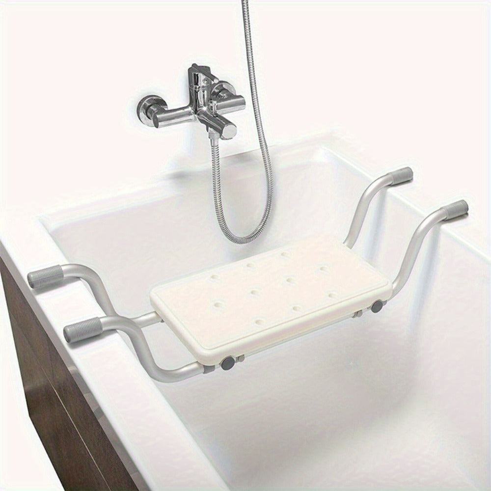 Bath Seat Adjustable Aluminum Shower Chair ¨C Suspended Bathtub Stool with Anti-Slip Handles, 300 lbs Capacity | Lightweight Retractable Bath Board for Elderly, Disabled & Injured, 3 Length Settings