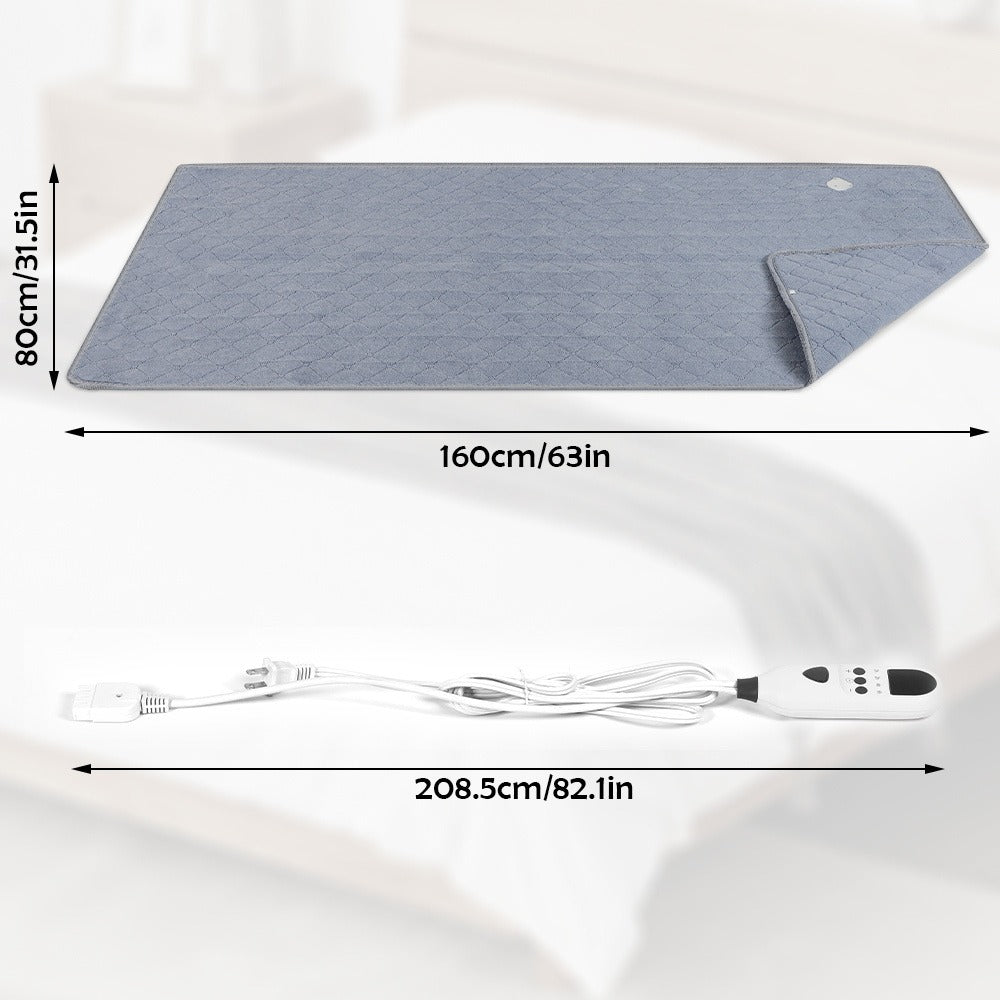 Extra Large Electric Heating Pad 63¡±x31.5¡± with Remote Control - 9 Adjustable Heat Levels, 4 Timer Settings, Quick Heating, Machine Washable, for Bed Massage Table Camping Sleeping Bag, Gray & Brown