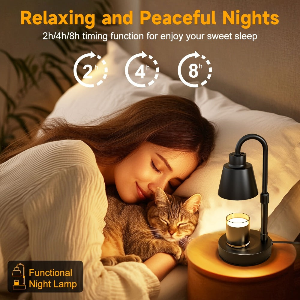 Candle Warmer Lamp with Timer Height Adjustable Metal - Electric Jar Candle & Wax Melt Warmer for Home, Bedroom & Living Room Decor | Housewarming Birthday Gift for Mom | Bulbs Not Included
